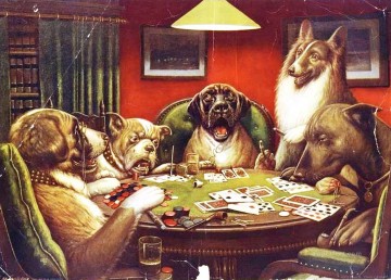 hunde spielen poker Ölbilder verkaufen - Tier wirkenden menschlichen Hunde Spielkarten